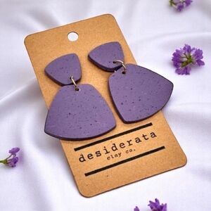 NWT Desiderata Purple Clay Sparkle Metallic Dangle Earrings